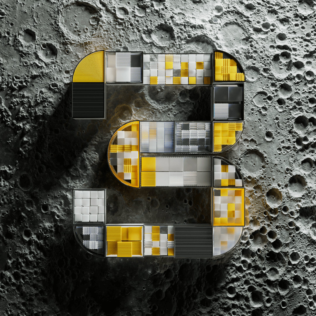 Industrial cubes on moon background.