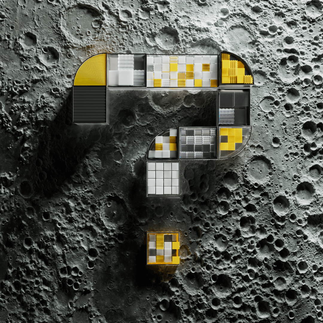 Industrial cubes on moon background.